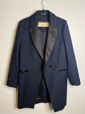 BY MALENE BIRGER STELLAR long blue blazer coat size 40 tuxedo